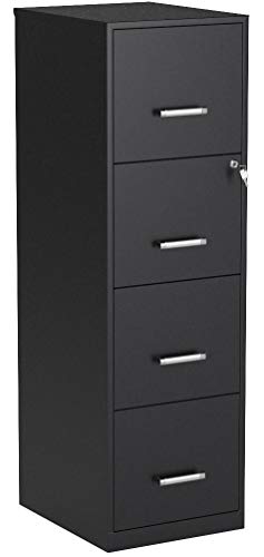 Space Solutions 18" 4 Drawer Metal File Cabinet, Black,