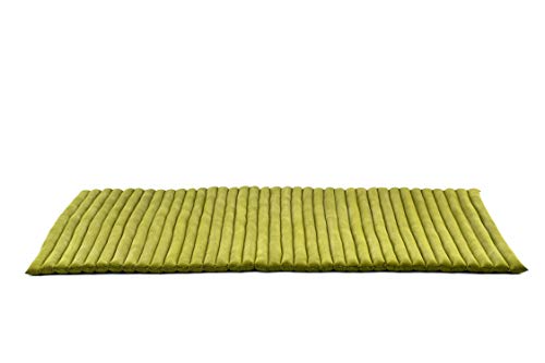 LEEWADEE Rollable Floor Mat L – Comfortable and Rollable Thai Mattress, Soft Massage Mat Filled with Eco-Friendly Kapok, Perfect to Use as a Sleeping Mat 75 x 39 inches, Green