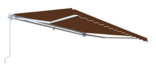 ALEKO Manual Retractable Patio Awning, 12x10 Ft Exterior Sunshade Outdoor Canopy – Brown