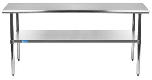 AmGood Stainless Steel Work Table Undershelf | Kitchen Island Food Prep | Laundry Garage Utility Bench | NSF Certified (60" Long x 18" Deep)