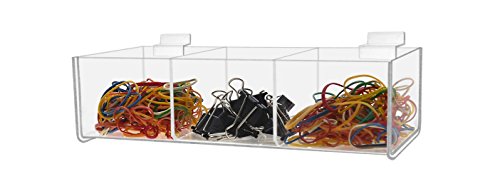 Marketing Holders Premium Acrylic Display Slatwall Clear Acrylic 3 Compartment Storage Bin 12" x 3" Qty 10