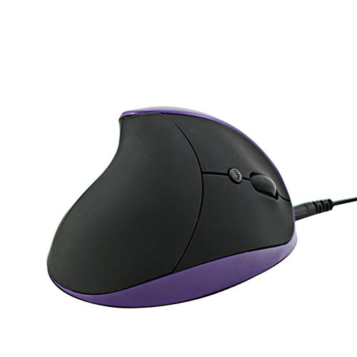 2.4G Wireless/Wired Mouse, Ergonomic Rechargeable 6 Keys Optical Vertical Cordless Mouse Mice with USB Receiver Purple Wired