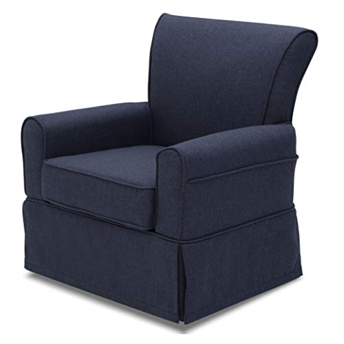 Delta Children Upholstered Glider Swivel Rocker Chair, Charcoal with Flax Welt
