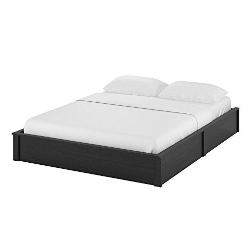 Ameriwood Home Queen Platform Bed Frame, Black Oak