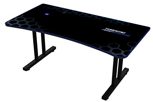 Turismo Racing Gaming Desk - Stazzione Extra-Wide Smart Gaming Desk with Built-in Phone Charger and USB Ports + Integrated Mouse Pad - Blue