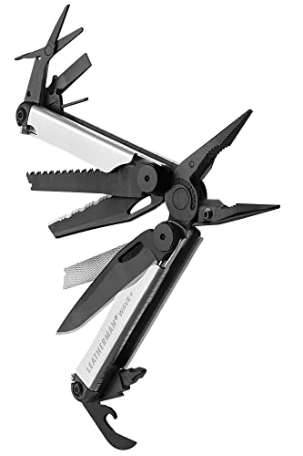 LEATHERMAN, Wave Plus Multitool with Premium Replaceable Wire Cutters and Spring-Action Scissors, Built in the USA, Limited Edition Black/Silver with Nylon Sheath