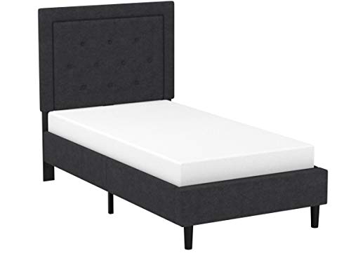 Flash Furniture Roxbury Twin Size Tufted Upholstered Platform Bed in Dark Gray Fabric