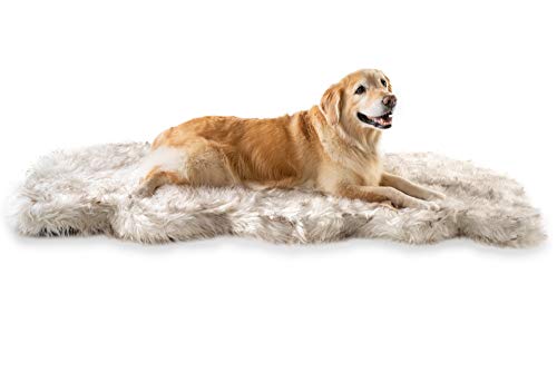 Treat A Dog Puprug Runner Faux Fur Memory Foam Orthopedic Dog Bed, Pressure-Relieving Memory Foam, Minimize Joint Pain and Improve A Dog’s Health and Mobility (Curve White)