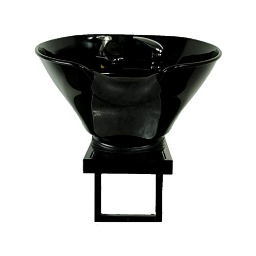 LCL Beauty Wall Mount Salon & Spa Shampoo Bowl (Black Ceramic)