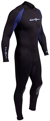 NeoSport Wetsuits Men's Premium Neoprene 7/5 mm Full Suit, Blue Trim, X-Large - Diving, Snorkeling & Wakeboarding