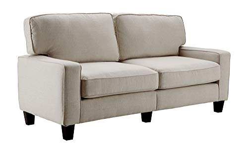 Serta Palisades Upholstered Sofas for Living Room Modern Design Couch, Straight Arms, Soft Fabric Upholstery, Tool-Free Assembly, 73", Light Gray