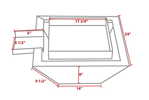 18" 24" Stainless Steel or Rustic Black Square Fire Pit Bowl Pot w/Waterfall Column (24" Fire Pit w/Waterfall, Rustic Black)