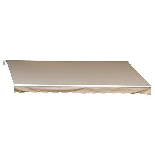 Outsunny 12' x 10' Outdoor Patio Manual Retractable Exterior Window Awning with Adjustable & Versatile Design, Beige