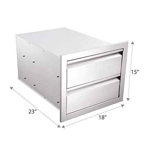 CO-Z Outdoor Kitchen Drawer, 304 Stainless Steel Single Layer Access BBQ Drawer for BBQ Island, Patio Grill Station