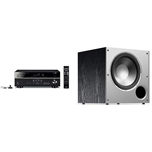 Yamaha RX-V385 5.1-Channel 4K Ultra HD AV Receiver w/ Bluetooth&Polk Audio PSW10 10" Powered Subwoofer
