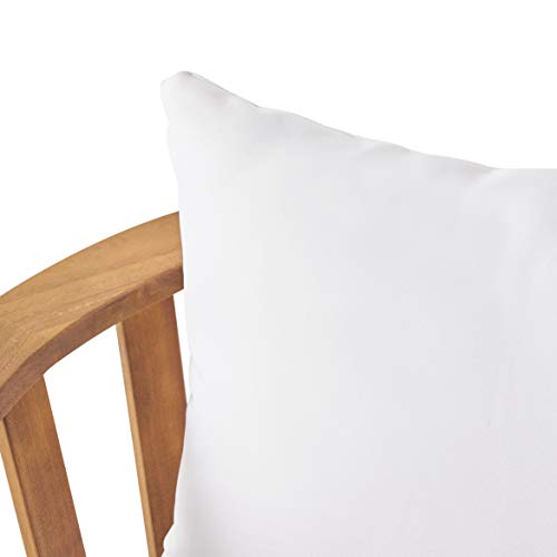 Christopher Knight Home 309123 Dean Outdoor Wooden Club Chair with Cushions, White and Teak Finish