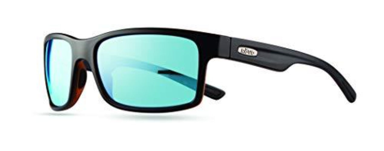 Revo Mens Polarized Sunglasses Crawler XL Wraparound Frame 64 mm, Matte Black Frame, Blue Water