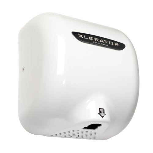 XLERATOR XL-BW8 Automatic High Speed Hand Dryer with White Thermoset (BMC) Cover and 1.1 Noise Reduction Nozzle, 7.0 A, 208 V
