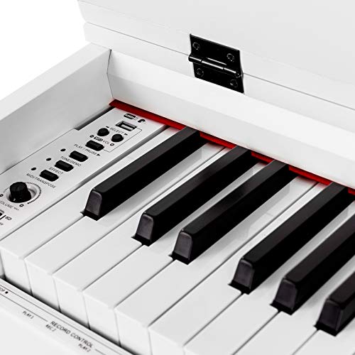 LAGRIMA Digital Piano, 88 Key Electric Keyboard Piano for Beginner/Adults with Padded Piano Bench+Music Stand+Power Adapter+3-Pedal Board+Instruction Book+Headphone Jack(White With 2 Person Bench