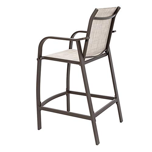 Crestlive Products Counter Height Bar Stools All Weather w/ Heavy Duty Aluminum Frame in Antique Brown Finish 4 PCS Set (Light Gray)
