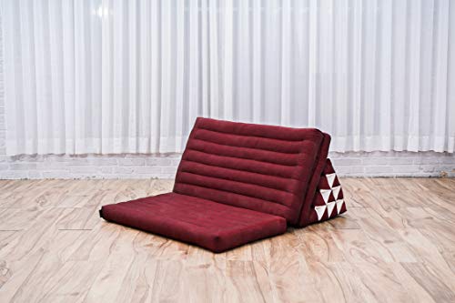 Leewadee 3-Fold Mat XXL with Triangle Cushion – Firm TV Pillow, Foldable Mattress with Cushion Made of Eco-Friendly Kapok, 67 x 31 inches, red