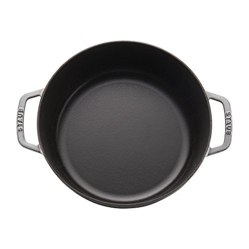 Staub Cast Iron 6-qt Cochon Shallow Wide Round Cocotte - Graphite Grey