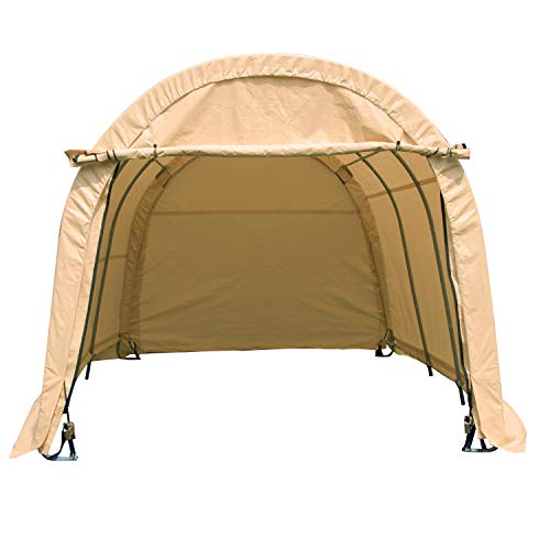 wonline 10x15x8ft Portable Heavy Duty Carport, Car Canopy Shelter Garage Storage Shed for Patio Outdoor, Beige, Round Top Style