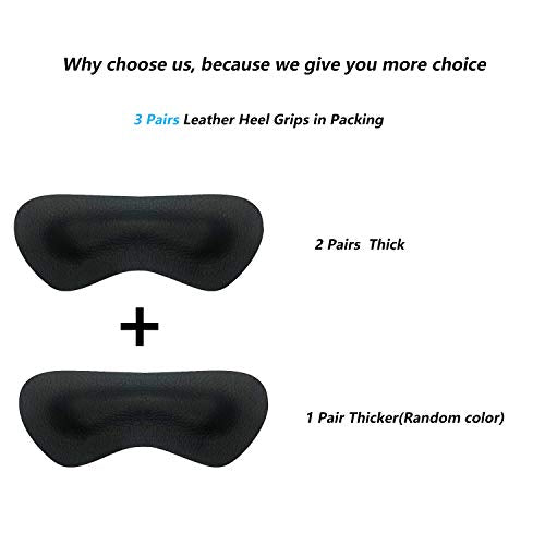 Leather Heel Grips Liner,Non Slip Inserts for Men Women Shoes Too Big,Shoe Filler Improved Shoe Fit and Comfort,Prevent Blisters (Black, Thick)