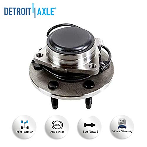 Detroit Axle - Front Wheel Hub Bearing Assembly, Disc Brake Kit Rotors w/Ceramic Pads w/Hardware & Brake Kit Cleaner
