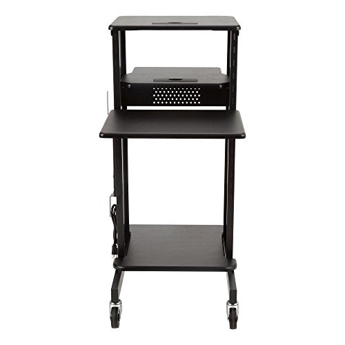 Norwood Commercial Furniture NOR-TY1000BK-SO Laptop Caddy Cart Presentation Station, black