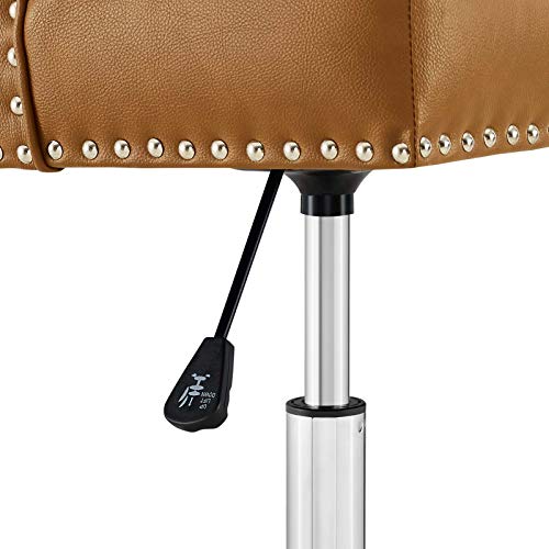 Modway Regent Tufted Button Faux Leather Swivel Office Chair with Nailhead Trim in Tan