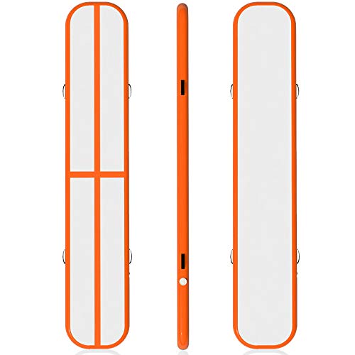 Happybuy 10ft 13ft 16ft 20ft 23ft 26ft 30ft Air Track 4 inches Airtrack Inflatable Air Track Tumbling Mat for Gymnastics Martial Arts Cheerleading Tumble Track without Pump Orange 10ft 20x4in
