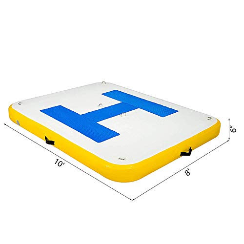 Happybuy Inflatable Floating Dock 10’x 8’x 6 inches, Thick Inflatable Dock Platform 4-6 People, Floating Platform for Pool Beach Ocean