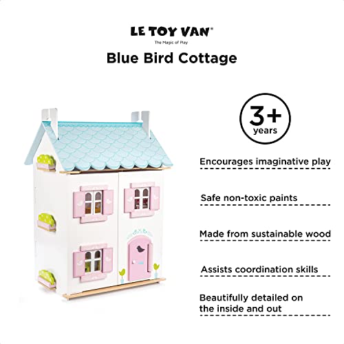 Le Toy Van - Gorgeous Wooden Bluebird Dolls House & Furniture Large Wooden Doll House | Girls 3 Storey Wooden Dolls House Play Set | Suitable for Ages 3+