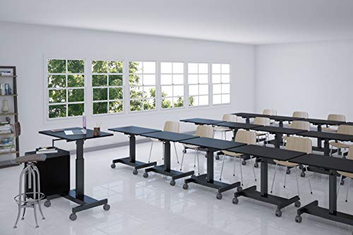 Single Column Crank Adjustable Stand Up Desk (40", White Frame/Black Top)