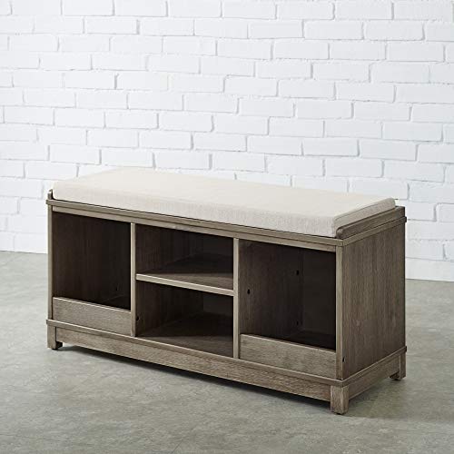 Classic Brands Sam & Jack Kids Solid Wood Bench and 4 Cube Cubby, Weathered Grey