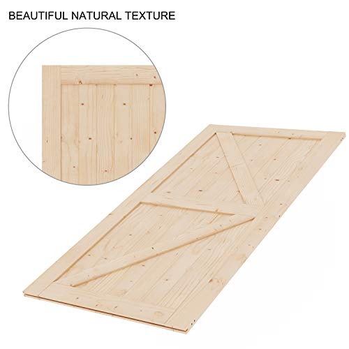 EaseLife 42 x 84in Sliding Barn Wood Door Slab Solid Nature Spruce Single DIY Unfinished Panel Environmental Easy Installation