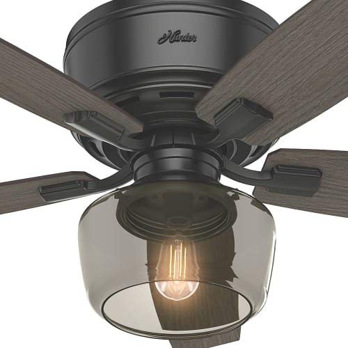 Hunter Fan Company 53393 Hunter 52" Bennett Low Profile Ceiling Fan with Light, Matte Black