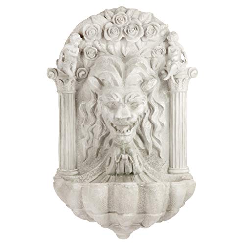 Wall Mounted Water Fountain - 3 Foot Tall House of York Lion Fountain - Outdoor Water Feature Wall Niche