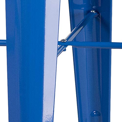 Flash Furniture 23.75'' Square Blue Metal Indoor-Outdoor Bar Table Set with 2 Square Seat Backless Stools