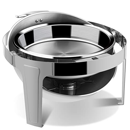 2 Packs 6 Quart Chafing Dish 180 Degree Roll Top Chafer Dishes Buffet Set for Heat Preservation Stainless Steel Round Chafing