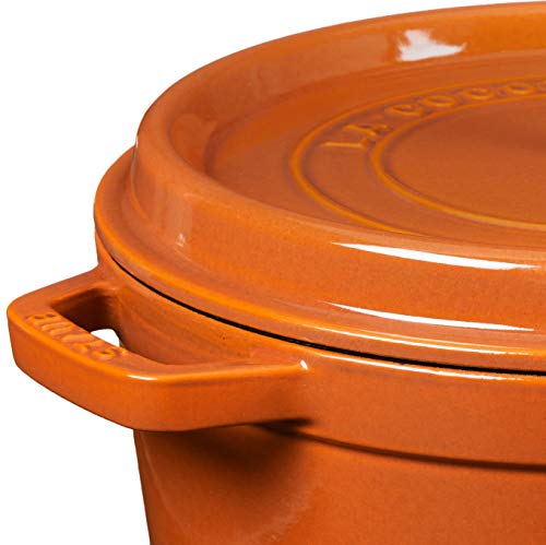 STAUB 11026806 Cast Iron Round Cocotte, 5.5-quart, Burnt Orange