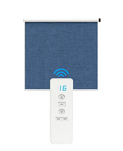 Springblinds 100% Blackout Battery Running Motorized Roller Shade W/ Remote Control Cordless Polyester Blinds Custom Size Shades Child Safety