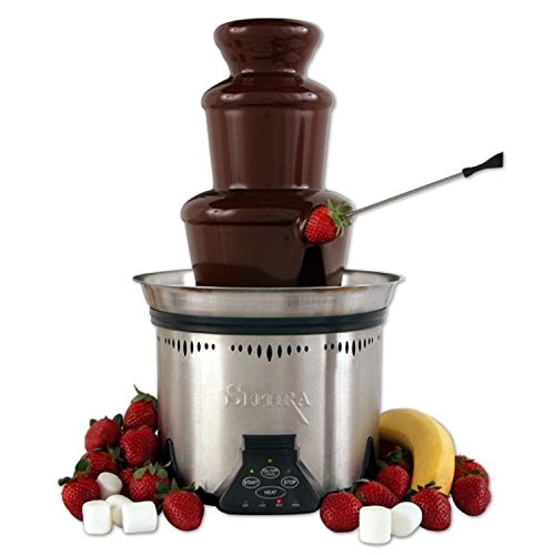 Sephra Chocolate Fountain Fondue Electric Stainless Steel Heated Basin Quickset Tier Assembly 19in 4-6lb Capacity Serves 40-50