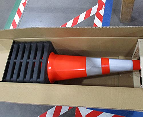 (8 Cones) BESEA 28” inch Orange PVC Traffic Cones, Black Base Construction Road Parking Cone Structurally Stable Wearproof (28" Height)