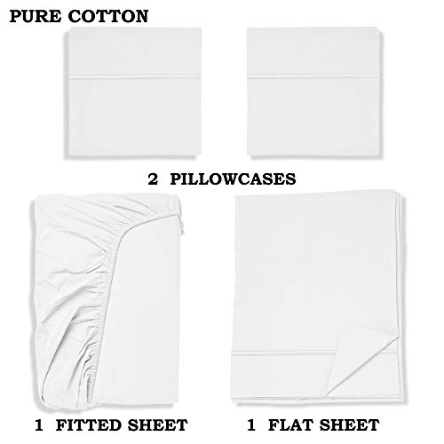100% Cotton 600 Thread Count | Luxury 4 Piece Bed Sheet| Egyptian Long-Staple |Silky Soft, Breathable, Cooling, Deep Pocket | fits Upto 18'' Mattress