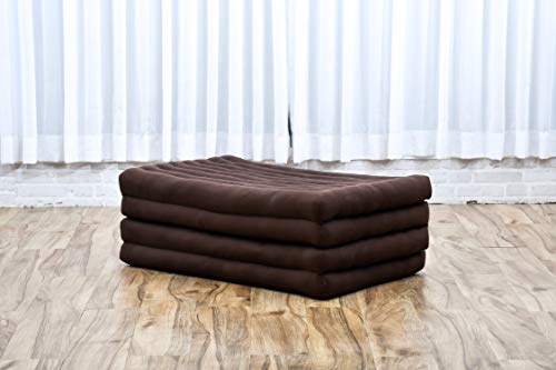 LEEWADEE Trifold Mattress Standard – Comfortable Thai Massage Pad, Foldable Floor Mattress Filled with Eco-Friendly Kapok, Perfect to Use as a Sleeping Mat 79 x 28 inches, Brown