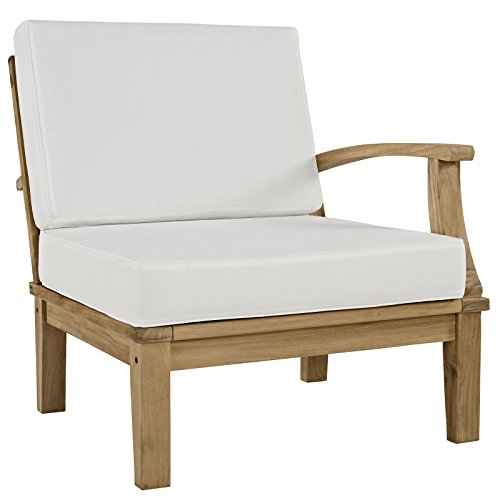 Modway EEI-1477-NAT-WHI-SET Marina Premium Grade A Teak Wood Outdoor Patio Furniture Set, 5 Piece, Natural White