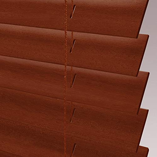 Luxr Blinds Custom-Made Real Wood Horizontal Window Blinds with Easy Inside Mount - 39" x 48" - 2" Wooden Slats - Premium Quality Basswood - Red Oak
