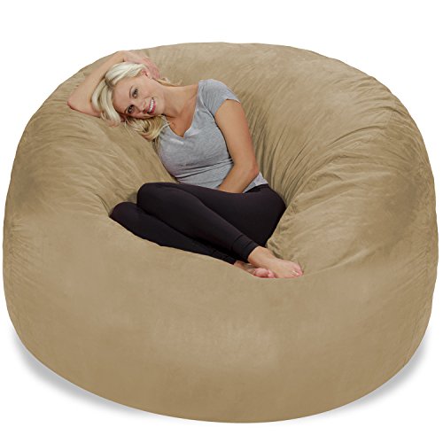 Chill Sack Bean Bag Chair: Giant 6' Memory Foam Furniture Bean Bag - Big Sofa with Soft Micro Fiber Cover, Pink Furry